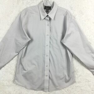 Foxcroft Womens Shirt Button Up Wrinkle Free Light Gray‎ Classic Fit 8